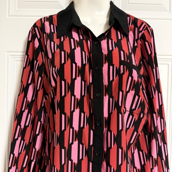 Valerie Stevens High LowButton Up Blouse Top SZ Medium Valentine's Romantic Date - Picture 2 of 6